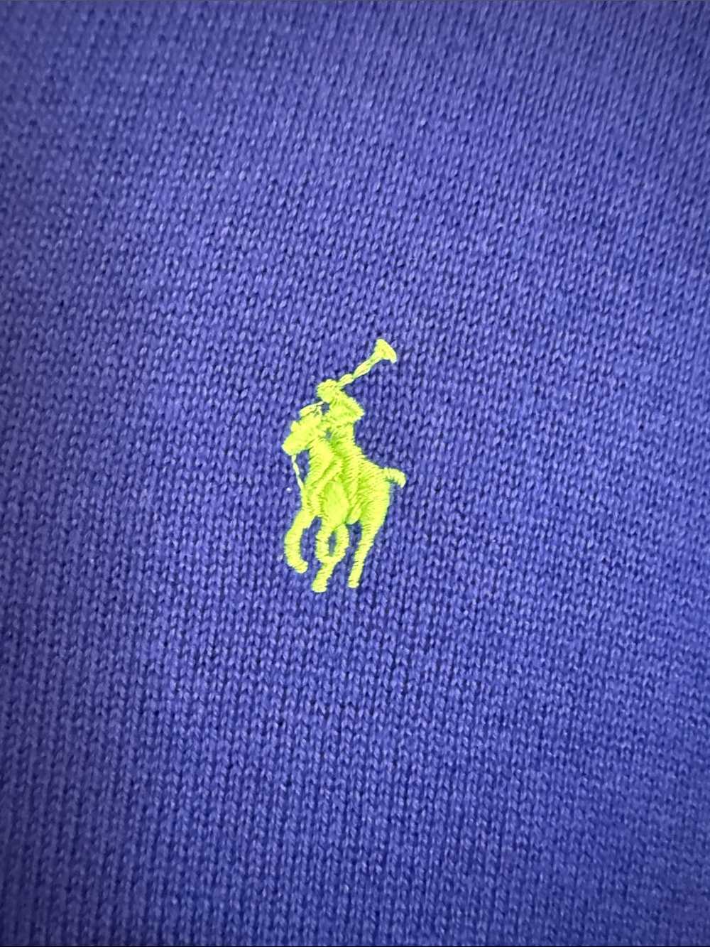 Polo by Ralph Lauren V-Neck Sweater - Cobalt Blue with Lime Logo - Picture 4 of 14